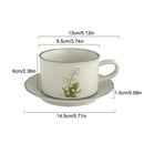 Axyaa Floral Ceramic Mug and Saucer Set - Coffee Afternoon Tea Cup & Dessert Plate