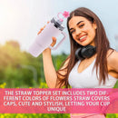 Flower Silicone Tumbler Straw Toppers for Axyaa Stanley Cups