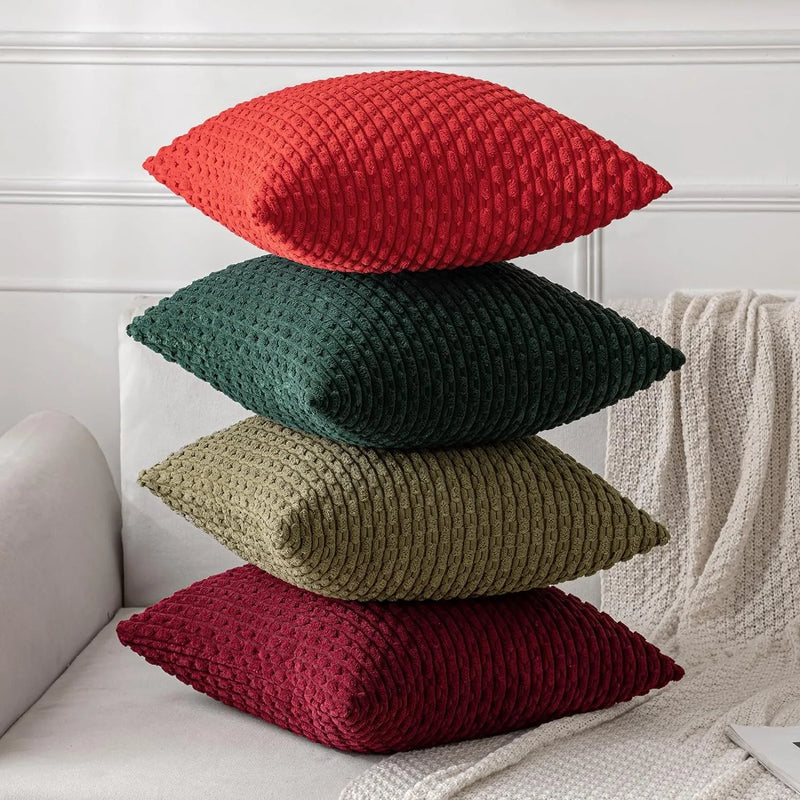 Soft Corduroy 18x18 Inch Throw Pillow Covers for Couch and Bed Living Room by Axyaa