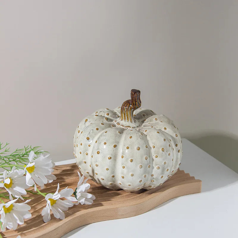 Axya Ceramic Pumpkin Ornament Handmade Sculpture Home Decoration