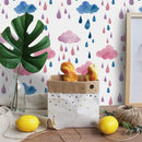 Axyaa Cloud Rain Star Geometric PVC Tile Sticker for Home Decor