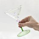 Axyaa 5oz Ice Cream Cocktail Glass Cups with Green Stem