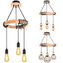 Axyaa 3-Head Wooden Industrial Pendant Chandelier Loft Hanging Lights