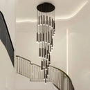 Axyaa Crystal Stair Chandelier - Modern LED Ceiling Light for Living Room