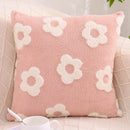Axyaa White Flowers Plush Pillowcase: Fresh Floral Design for Sofa and Bedding