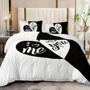 Axyaa Black & Red Heart Pattern Duvet Cover Set with Two Pillowcases