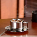 Axyaa Double Walled Stainless Steel Coffee Cup Set with Saucer Spoon