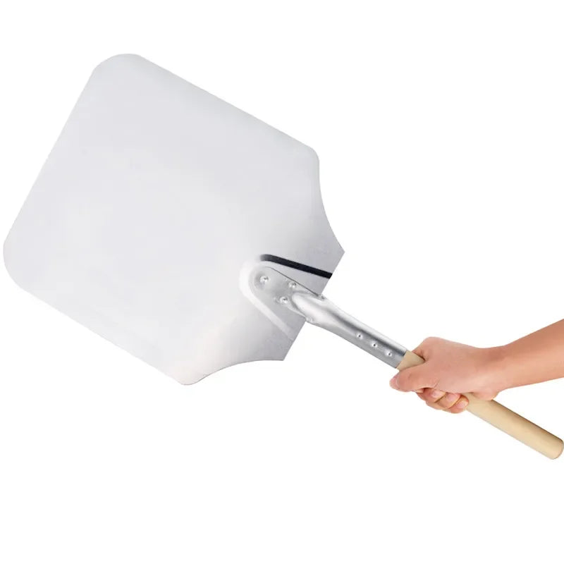 Axya Aluminum Pizza Peel with Wooden Handle - Baking & Cheese Cutter Tool