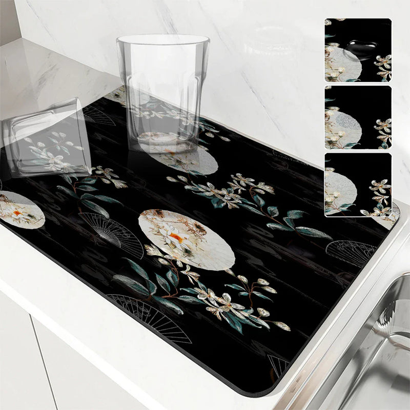 Axyaa Plant Flowers Absorbent Dish Mat Cup Drying Mats Table Decor