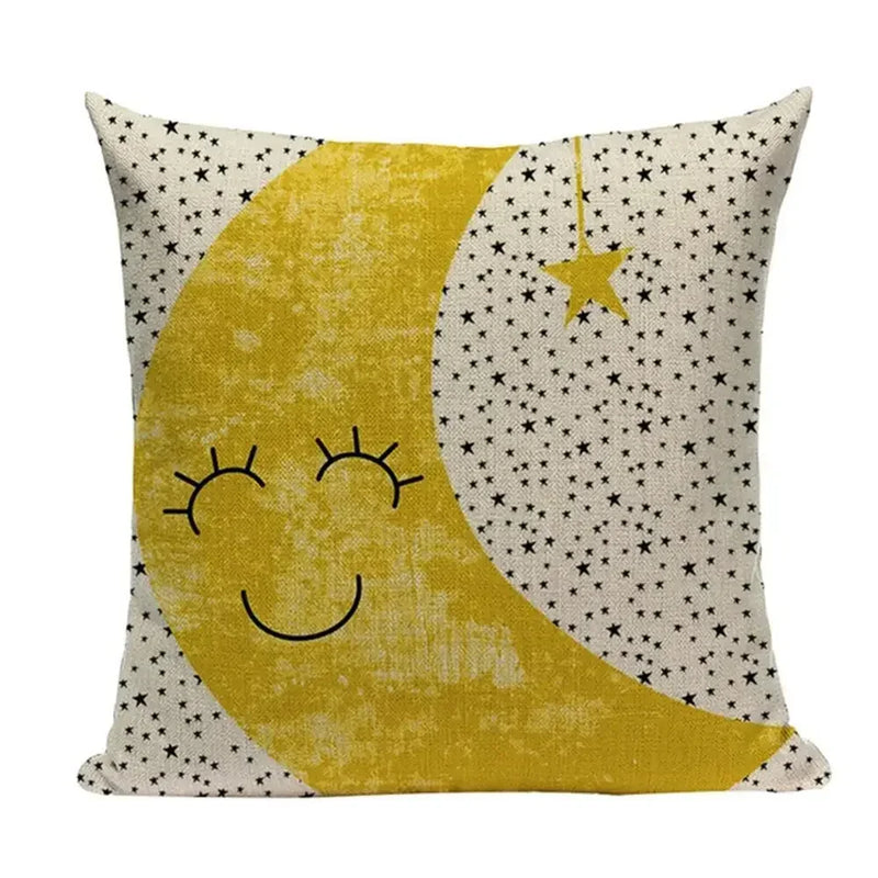Axyaa Yellow Geometric Linen Pillow Case 45*45cm