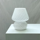 Axyaa Glass LED Mushroom Table Lamp: Korean Ins Style Striped Decor, Cute & Translucent
