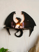 Gothic Black Dragon Wooden Wall Shelf Crystal Moon Phase Candle Holder for Aesthetic Home Decor by Axyaa
