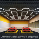 Axyaa Hexagon LED Garage Lights with Honeycomb Detailing for Auto Repair Workshop