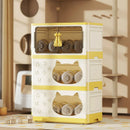 Axyaa Cat House Storage Cabinet, Foldable, 1-3 Tier - Yellow/Green