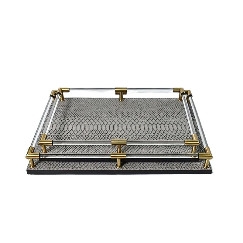 Axya Nordic Blue Leather Tray: Stylish Jewelry & Kitchen Organizer
