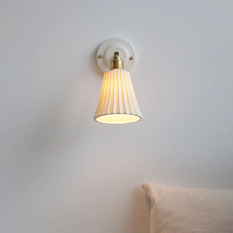 Axyaa Pleats Copper Ceramic LED Wall Light with Pull Chain Switch
