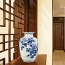 Axyaa Peony Decorated Blue & White Porcelain Vase - High-Quality Fine Bone