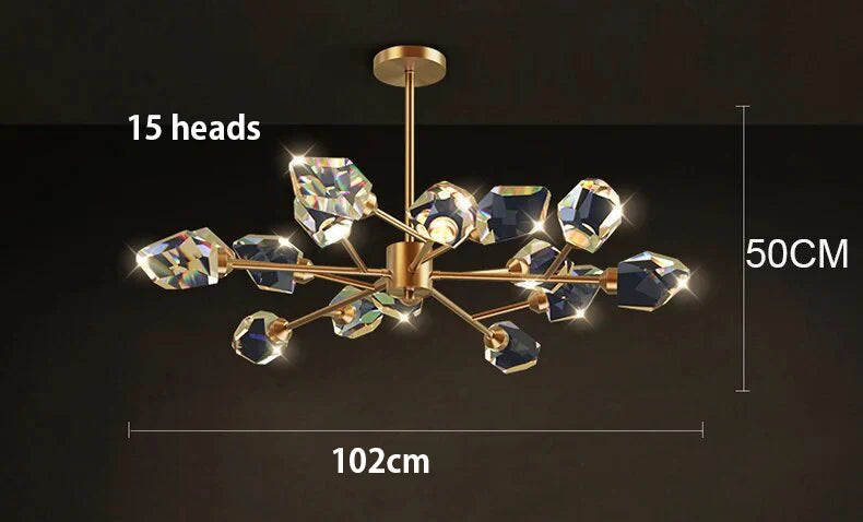 Axxya Crystal Chandelier: Luxury Living Room & Bedroom Pendant Light