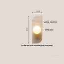 Axyaa Modern LED Stone Wall Light Fixture White Glass Globe Yellow Travertine