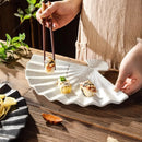 Axyaa Fan Shaped Ceramic Plate: Retro Sushi, Dessert, Dim Sum, Molecular Cuisine Tableware