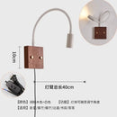 Axyaa Walnut Wood LED Wall Lamp with Flexible Hose & Universal Joint