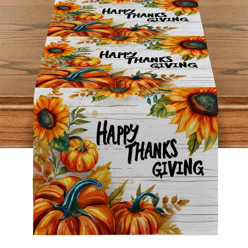 Axyaa Sunflower Maple Leaf Table Runner Party Decor Elegance