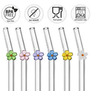 Axyaa Glass Straw Set: 6 Reusable Smoothie Cocktails Straws with Cleaning Brush