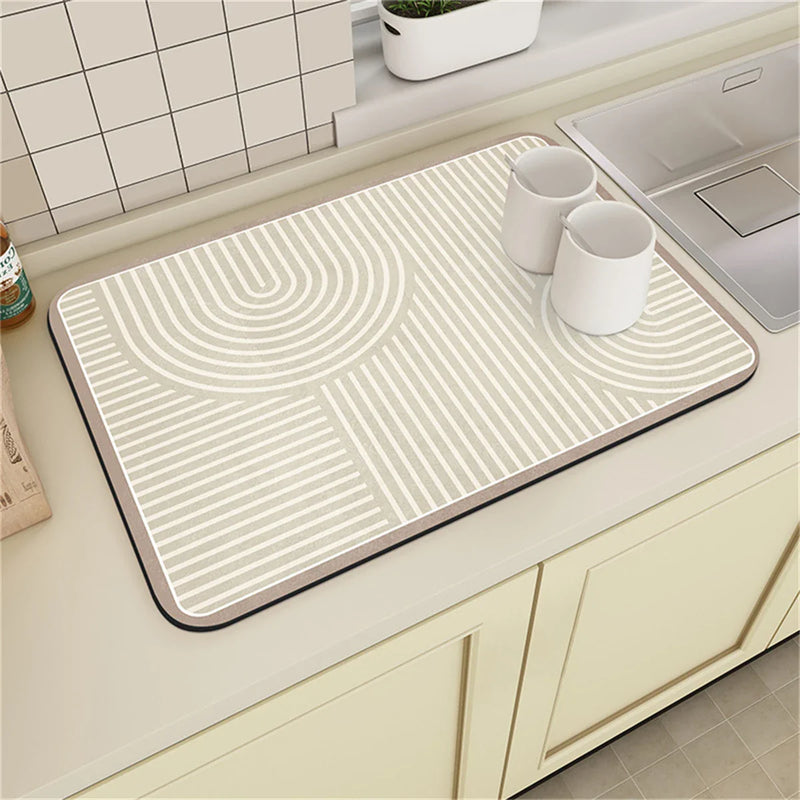Axyaa Striped Geometry Kitchen Mat Set