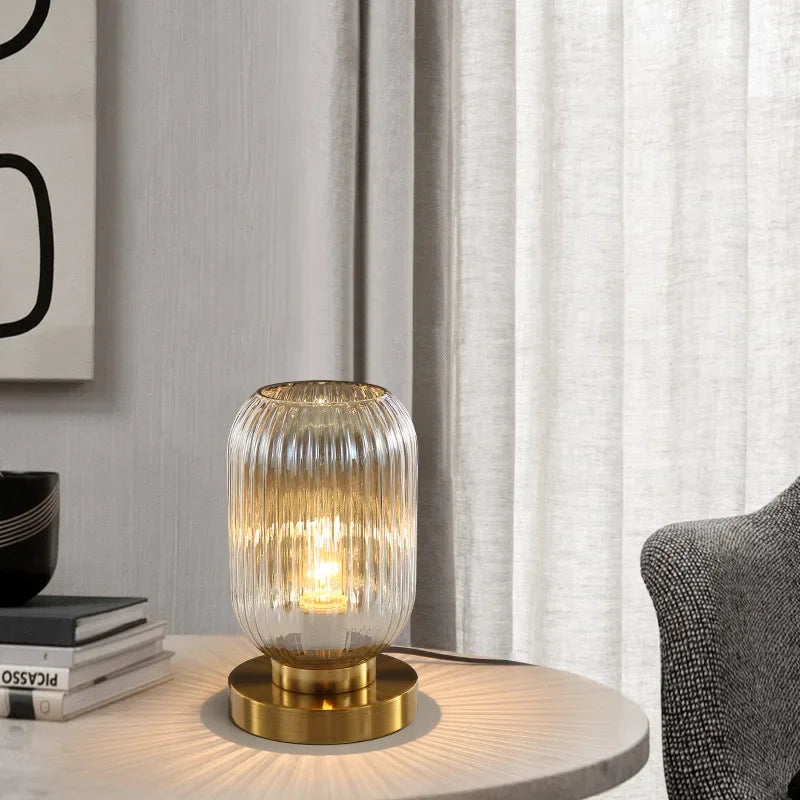 Nordic Glass Table Lamp for Study Bedroom by Axyaa