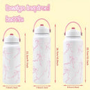 Axyaa Pink Ribbon Bow Thermos Stainless Steel Water Bottle with Straw Lid
