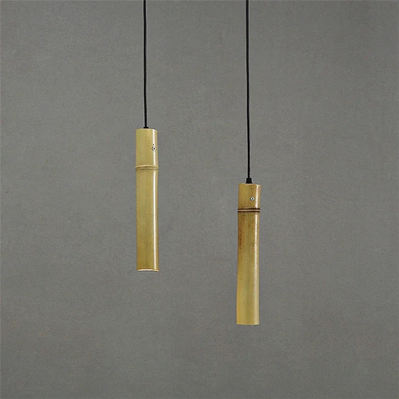 Axya Bamboo Tube Pendant Lights LED Tea Room Restaurant"sync or Hotel Dining Room Kitchen Hanging Lamp with Adjustable E27"