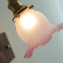 Axyaa Glass Pink LED Wall Lights Pull Chain Switch Bedside Lamp Sconce