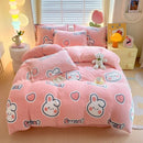 Axyaa Cartoon Style Fluffy Coral Fleece Duvet Cover - Queen/King Size