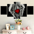 Axyaa Black Dark Red Heart Hands Canvas Wall Art Home Decor Printing