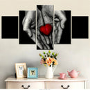 Axyaa Black Dark Red Heart Hands Canvas Wall Art Home Decor Printing