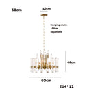 Axyaa Crystal Brass Chandelier with E14 LED Dimming for Living Room