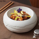 Axyaa Stone Patterned Ceramic Soup Bowl Set for Molecular Cuisine Restaurant Tableware