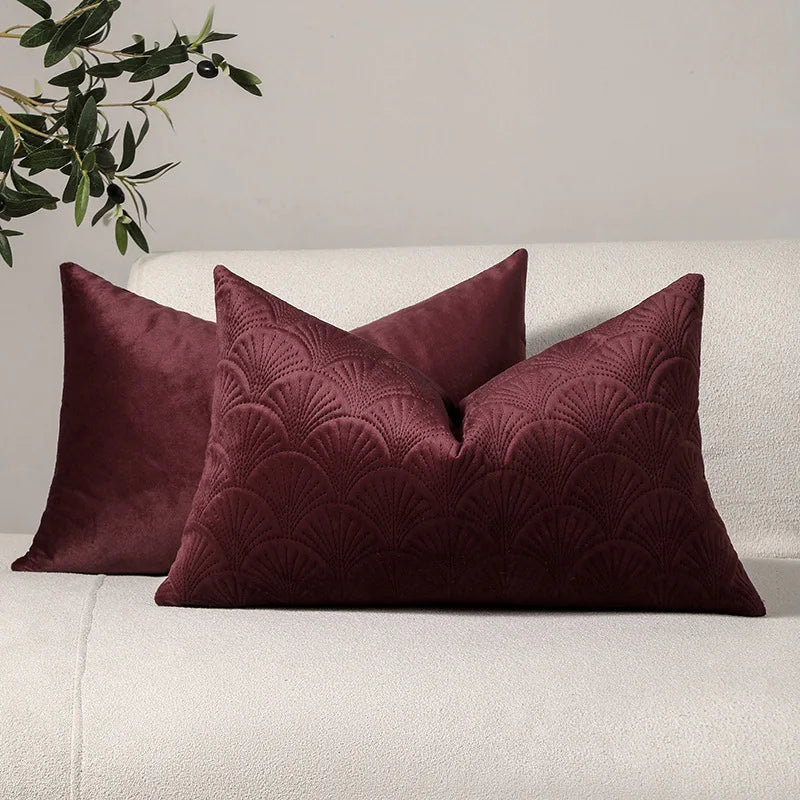 Axyaa Velvet Shell Pattern Throw Pillowcase for Home Decor