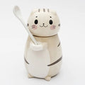 Axyaa Cat Ceramic Mug Set: Spoon, Lid, Hand-painted, Coffee, Tea, Novelty Gift