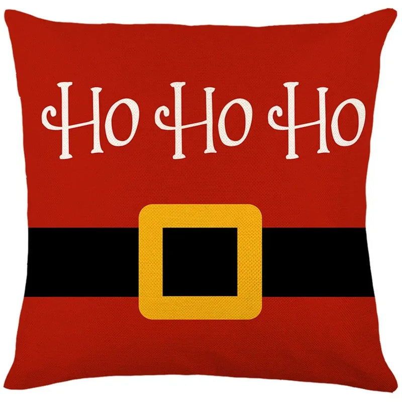 Axyaa Christmas Party Santa Dwarf Print Pillow Cover