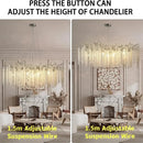 Luxury Gold Crystal Branch Chandelier - Axyaa's Modern Round Ceiling Light
