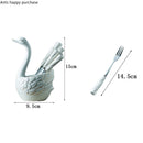 Axya Swan Ceramic Storage Fruit Fork Set, Stainless Steel Dessert Stick Tableware