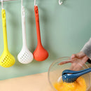 Axyaa Kitchen Utensil Set: Colander Spoon, Food Tongs, Beater, Steak Clip, Soup Filter