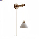 Axyaa LED Wood Wall Lamp with White Ceramic Shade for Indoor Living Room