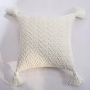 Axyaa Soft Knit Cushion Cover 45x45cm Solid Pillow Case with Tassels