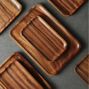 Axyaa Acacia Wood Tea Tray for Snacks, Coffee, and Cups