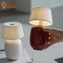 Axyaa Red/White/Black Ceramics Table Lamp with Touch Switch - LED Desk Light for Home Decor