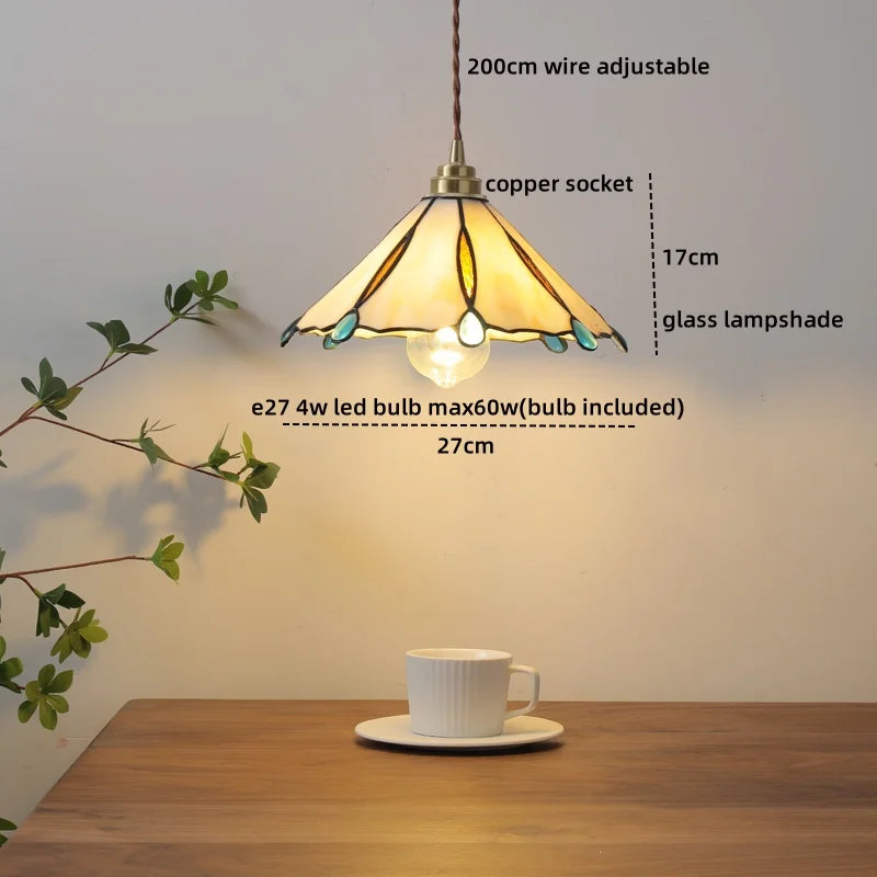 Axyaa Glass Copper LED Pendant Light for Home Decor - Nordic Style