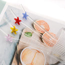 Axyaa Starfish Glass Straw Set: Eco-Friendly Bar Accessories with Cleaning Brush