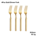 Axyaa Gold Cutlery Set Stainless Steel Mirror Sliver Fork Spoon Western Double Sided Pattern
